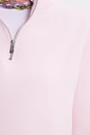 Kadın Relax Fit Rahat Kesim Pamuklu İçi Polarlı Yarım Fermuarlı Pembe Dik Yaka Sweatshirt
