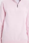 Kadın Relax Fit Rahat Kesim Pamuklu İçi Polarlı Yarım Fermuarlı Pembe Dik Yaka Sweatshirt