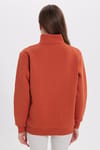 Kadın Relax Fit Rahat Kesim Pamuklu İçi Polarlı Yarım Fermuarlı Bordo Dik Yaka Sweatshirt