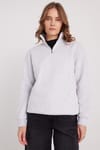 Kadın Relax Fit Rahat Kesim Pamuklu İçi Polarlı Yarım Fermuarlı Gri Dik Yaka Sweatshirt