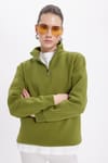 Pamuklu Dik Yaka Fermuarlı Kadın Sweatshirt