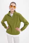 Pamuklu Dik Yaka Fermuarlı Kadın Sweatshirt