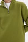 Pamuklu Dik Yaka Fermuarlı Kadın Sweatshirt