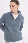 Pamuklu Dik Yaka Fermuarlı Kadın Sweatshirt