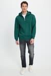 Unisex Relax Fit Rahat Kesim Pamuklu İçi Polarlı Yarım Fermuarlı Haki Kapüşonlu Sweatshirt