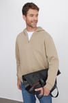 Unisex Relax Fit Rahat Kesim Pamuklu İçi Polarlı Yarım Fermuarlı Gri Kapüşonlu Sweatshirt