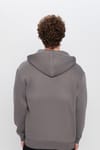 Unisex Relax Fit Rahat Kesim Pamuklu İçi Polarlı Yarım Fermuarlı Gri Kapüşonlu Sweatshirt