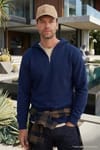 Unisex Relax Fit Rahat Kesim Pamuklu İçi Polarlı Yarım Fermuarlı Lacivert Kapüşonlu Sweatshirt