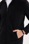Unisex Siyah Tüylenmeye Karşı Dirençli Standart Fit Tam Fermuarlı Soğuğa Karşı Dayanıklı Polar Hırka