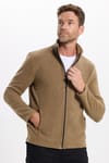 Unisex Haki Tüylenmeye Karşı Dirençli Standart Fit Tam Fermuarlı Soğuğa Karşı Dayanıklı Polar Hırka