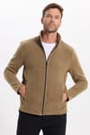 Unisex Haki Tüylenmeye Karşı Dirençli Standart Fit Tam Fermuarlı Soğuğa Karşı Dayanıklı Polar Hırka