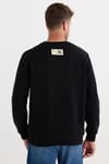 Erkek Relax Fit Rahat Kesim Pamuklu Lastikli Kol Bisiklet Yaka Baskılı Siyah Sweatshirt