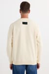 Erkek Relax Fit Rahat Kesim Pamuklu Lastikli Kol Bisiklet Yaka Baskılı Ekru Sweatshirt