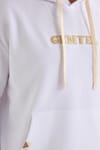 Erkek Oversize Geniş Kesim Pamuklu Baskılı Beyaz Kapüşonlu Sweatshirt