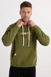 Erkek Oversize Geniş Kesim Pamuklu Baskılı Yeşil Kapüşonlu Sweatshirt