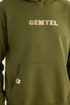 Erkek Oversize Geniş Kesim Pamuklu Baskılı Yeşil Kapüşonlu Sweatshirt