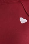Kadın Regular Fit Klasik Kesim %100 Pamuk Baskılı Bisiklet Yaka Bordo Sweatshirt