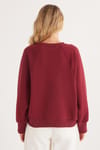 Kadın Regular Fit Klasik Kesim %100 Pamuk Baskılı Bisiklet Yaka Bordo Sweatshirt