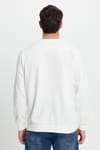 Erkek Relax Fit Rahat Kesim %100 Pamuk 2 İplik Bisiklet Yaka Beyaz Sweatshirt