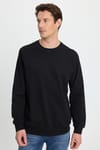 Erkek Relax Fit Rahat Kesim %100 Pamuk 2 İplik Bisiklet Yaka Siyah Sweatshirt