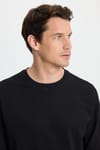 Erkek Relax Fit Rahat Kesim %100 Pamuk 2 İplik Bisiklet Yaka Siyah Sweatshirt