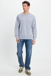 Erkek Relax Fit Rahat Kesim %100 Pamuk 2 İplik Bisiklet Yaka Açık Gri Sweatshirt