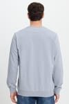 Erkek Relax Fit Rahat Kesim %100 Pamuk 2 İplik Bisiklet Yaka Açık Gri Sweatshirt