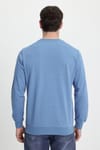 Erkek Relax Fit Rahat Kesim %100 Pamuk 2 İplik Bisiklet Yaka Mavi Sweatshirt