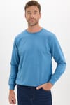 Erkek Relax Fit Rahat Kesim %100 Pamuk 2 İplik Bisiklet Yaka Mavi Sweatshirt