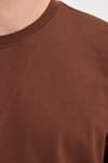 Erkek Relax Fit Rahat Kesim %100 Pamuk 2 İplik Bisiklet Yaka Kahverengi Sweatshirt