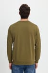 Erkek Relax Fit Rahat Kesim %100 Pamuk 2 İplik Bisiklet Yaka Haki Sweatshirt