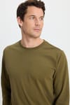 Erkek Relax Fit Rahat Kesim %100 Pamuk 2 İplik Bisiklet Yaka Haki Sweatshirt