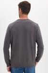 Erkek Relax Fit Rahat Kesim %100 Pamuk 2 İplik Bisiklet Yaka Koyu Gri Sweatshirt