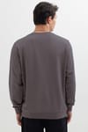 Erkek Relax Fit Rahat Kesim %100 Pamuk 2 İplik Bisiklet Yaka Koyu Gri Sweatshirt