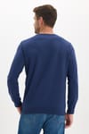 Erkek Relax Fit Rahat Kesim %100 Pamuk 2 İplik Bisiklet Yaka Lacivert Sweatshirt 