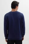 Erkek Relax Fit Rahat Kesim %100 Pamuk 2 İplik Bisiklet Yaka Lacivert Sweatshirt 