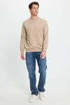 Erkek Relax Fit Rahat Kesim %100 Pamuk 2 İplik Bisiklet Yaka Taş Sweatshirt 