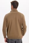 Unisex Relax Fit Rahat Kesim Pamuklu 3 İplik İçi Polarlı Fermuarlı Kahverengi Cepli Sweatshirt Hırka