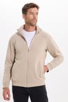 Unisex Relax Fit Rahat Kesim Pamuklu 3 İplik İçi Polarlı Fermuarlı Cepli Taş Sweatshirt Hırka
