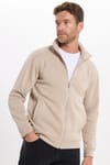 Unisex Relax Fit Rahat Kesim Pamuklu 3 İplik İçi Polarlı Fermuarlı Cepli Taş Sweatshirt Hırka