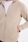 Unisex Relax Fit Rahat Kesim Pamuklu 3 İplik İçi Polarlı Fermuarlı Cepli Taş Sweatshirt Hırka