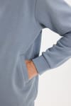 Unisex Relax Fit Rahat Kesim Pamuklu İç Polarlı Fermuarlı Gri Polo Yaka Flato Cepli Sweatshirt Hırka