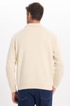 Unisex Relax Fit Rahat Kesim Pamuklu İç Polarlı Fermuarlı Bej Polo Yaka Flato Cepli Sweatshirt Hırka