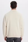 Unisex Relax Fit Rahat Kesim Pamuklu İç Polarlı Fermuarlı Bej Polo Yaka Flato Cepli Sweatshirt Hırka