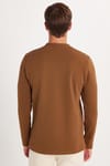 Erkek Standart Fit Pamuklu Bisiklet Yaka Şardonlu Baskılı Kahverengi Sweatshirt 