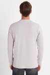 Erkek Standart Fit Pamuklu Bisiklet Yaka Şardonlu Baskılı Açık Gri Sweatshirt 