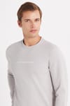Erkek Standart Fit Pamuklu Bisiklet Yaka Şardonlu Baskılı Açık Gri Sweatshirt 