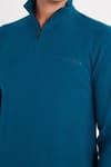 Erkek Slim Fit Dar Kesim Pamuklu Yarım Fermuarlı Dik Yaka Petrol Sweatshirt