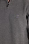 Erkek Slim Fit Dar Kesim Pamuklu Selanik Kumaş Yarım Fermuarlı Antrasit Dik Yaka Sweatshirt