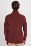 Erkek Slim Fit Dar Kesim Pamuklu Yarım Fermuarlı Kiremit Dik Yaka Sweatshirt